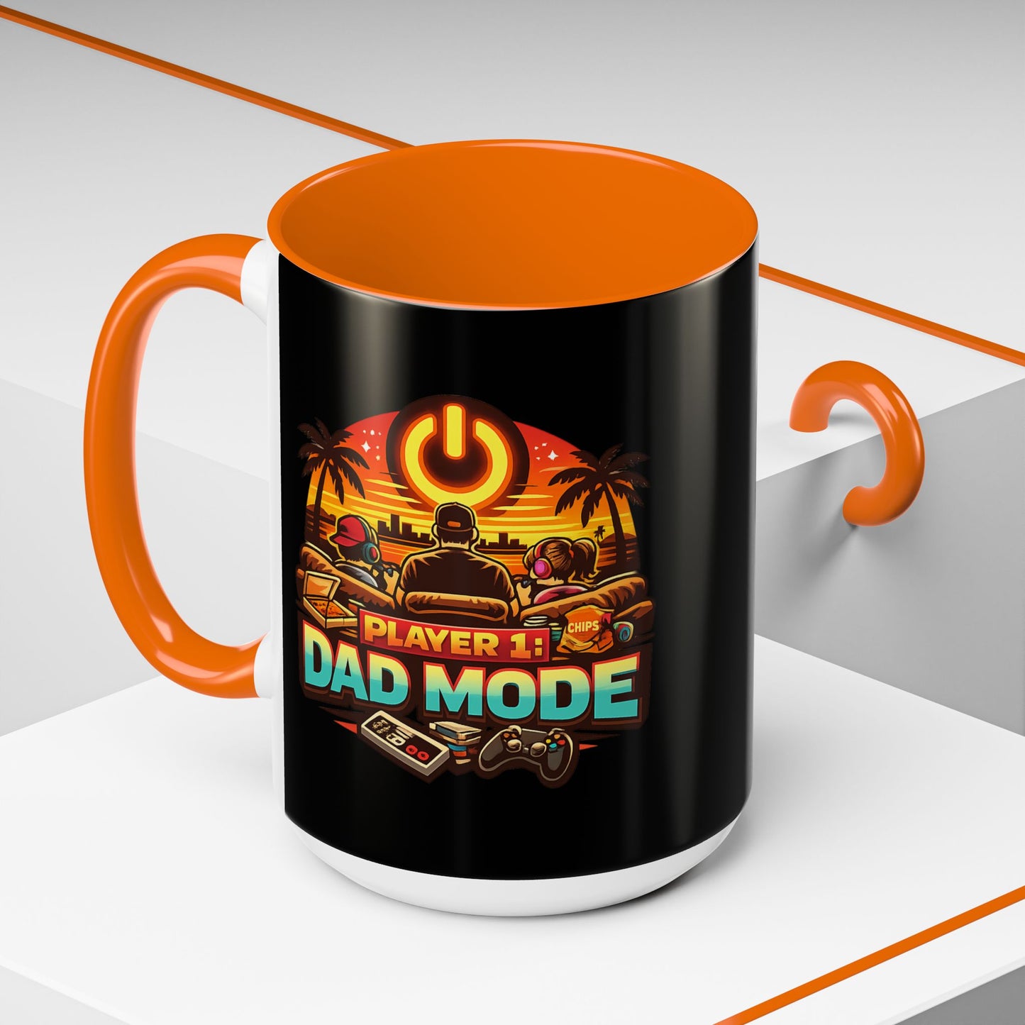 Player 1 Dad Mode Gaming Mug | Gamer Dad Coffee Mug | Retro Gaming Coffee Cup | Funny Gaming Dad Mug | Gamer Lifestyle Drinkware (11/15oz)