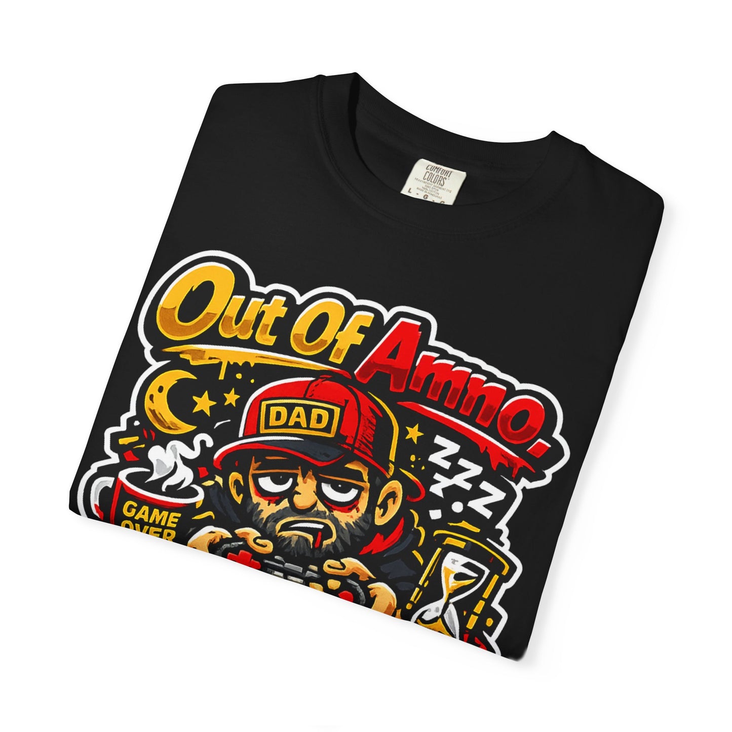 Dad Tee "Out of Ammo, Out of Sleep" | Gamer Tee
