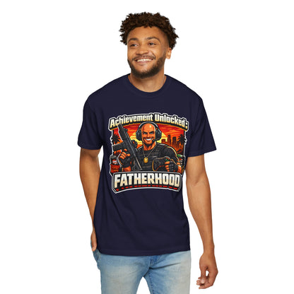 Achievement Unlocked Fatherhood Shirt | Gamer Dad T-Shirt | Funny Gaming Father Tee | FPS Gamer Dad Apparel | Retro Gaming Streetwear