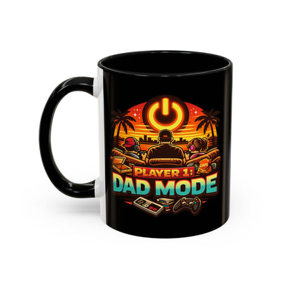 Player 1 Dad Mode Gaming Mug | Gamer Dad Coffee Mug | Retro Gaming Coffee Cup | Funny Gaming Dad Mug | Gamer Lifestyle Drinkware (11/15oz)