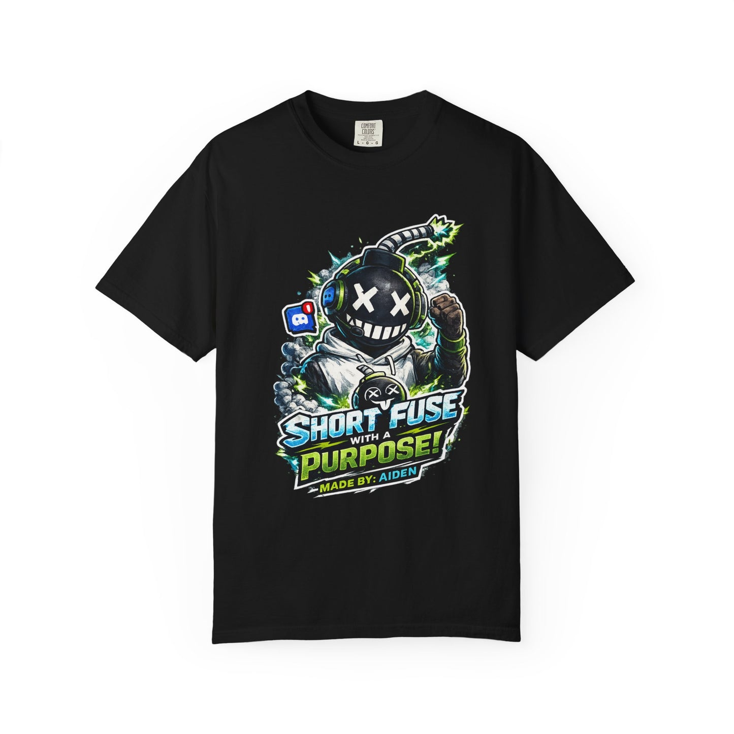 Short Fuse With a Purpose Graphic T-Shirt — Gamer Streetwear Tee "Made by Aiden"
