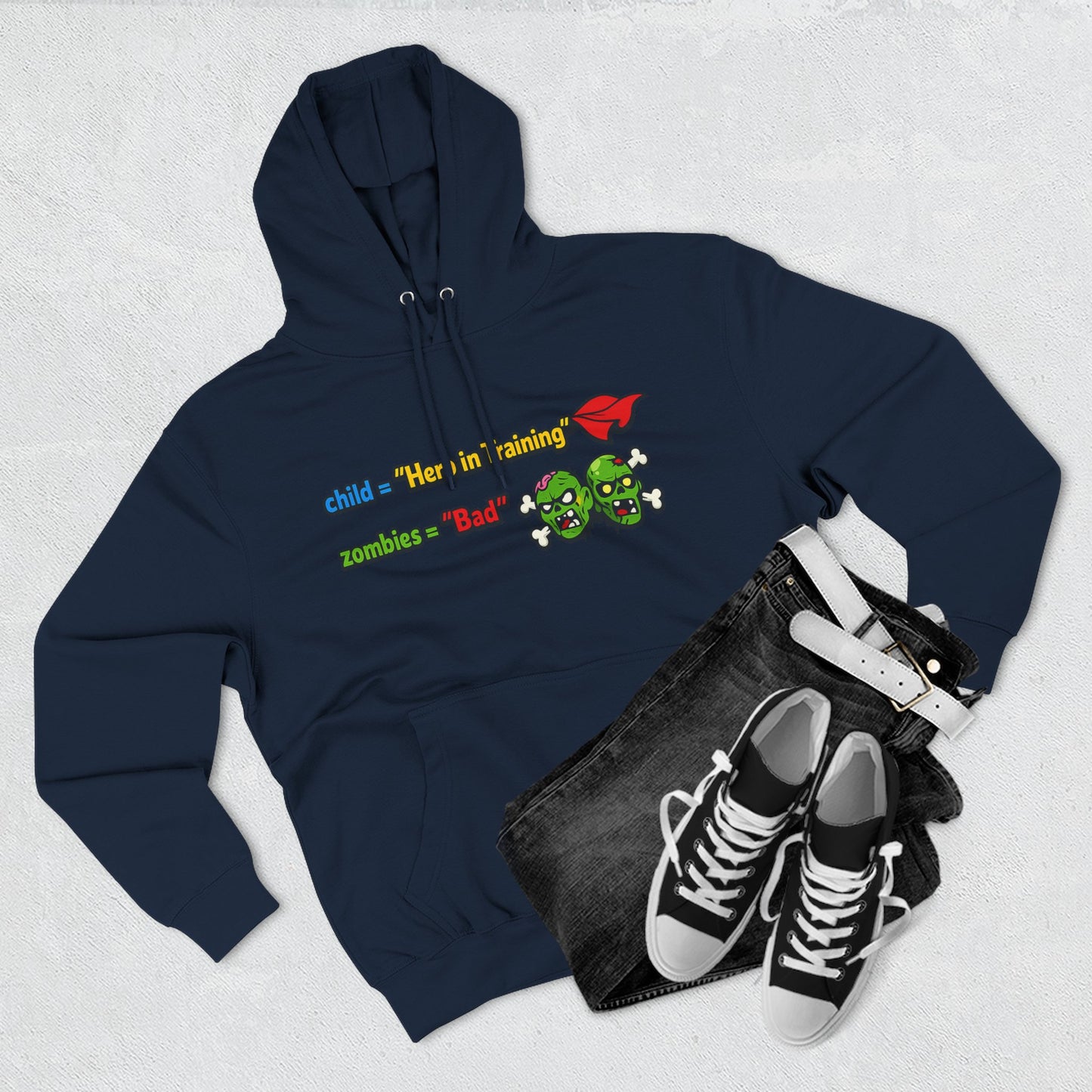 Child = “Hero in Training” Gamer Dad Hoodie | Funny Zombie Dad Gaming Hoodie | Gamer Parent Sweatshirt | Funny Family Gaming Hoodie