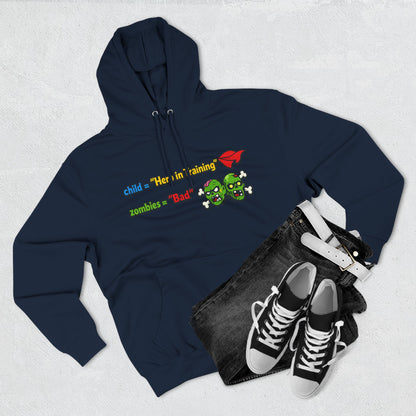 Child = “Hero in Training” Gamer Dad Hoodie | Funny Zombie Dad Gaming Hoodie | Gamer Parent Sweatshirt | Funny Family Gaming Hoodie