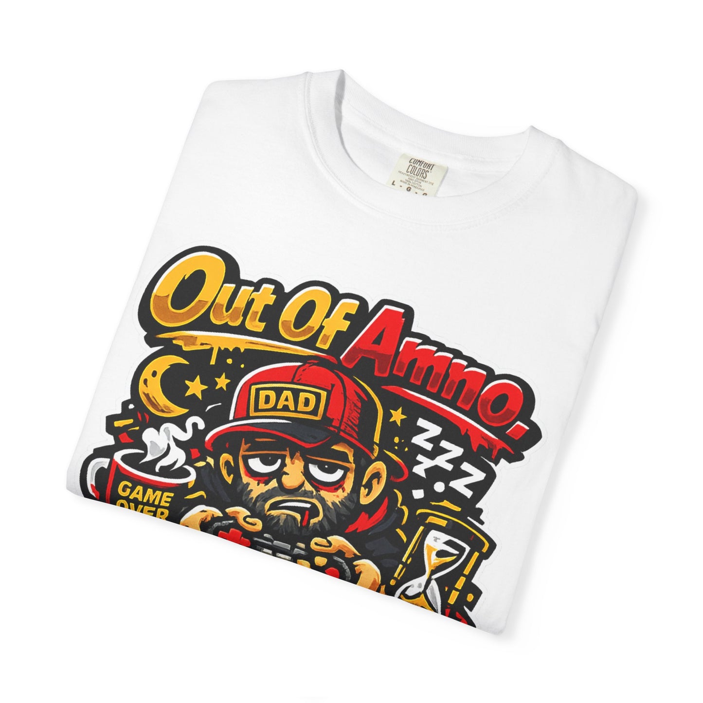 Dad Tee "Out of Ammo, Out of Sleep" | Gamer Tee