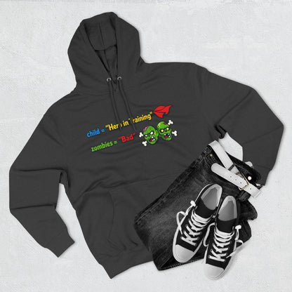 Child = “Hero in Training” Gamer Dad Hoodie | Funny Zombie Dad Gaming Hoodie | Gamer Parent Sweatshirt | Funny Family Gaming Hoodie
