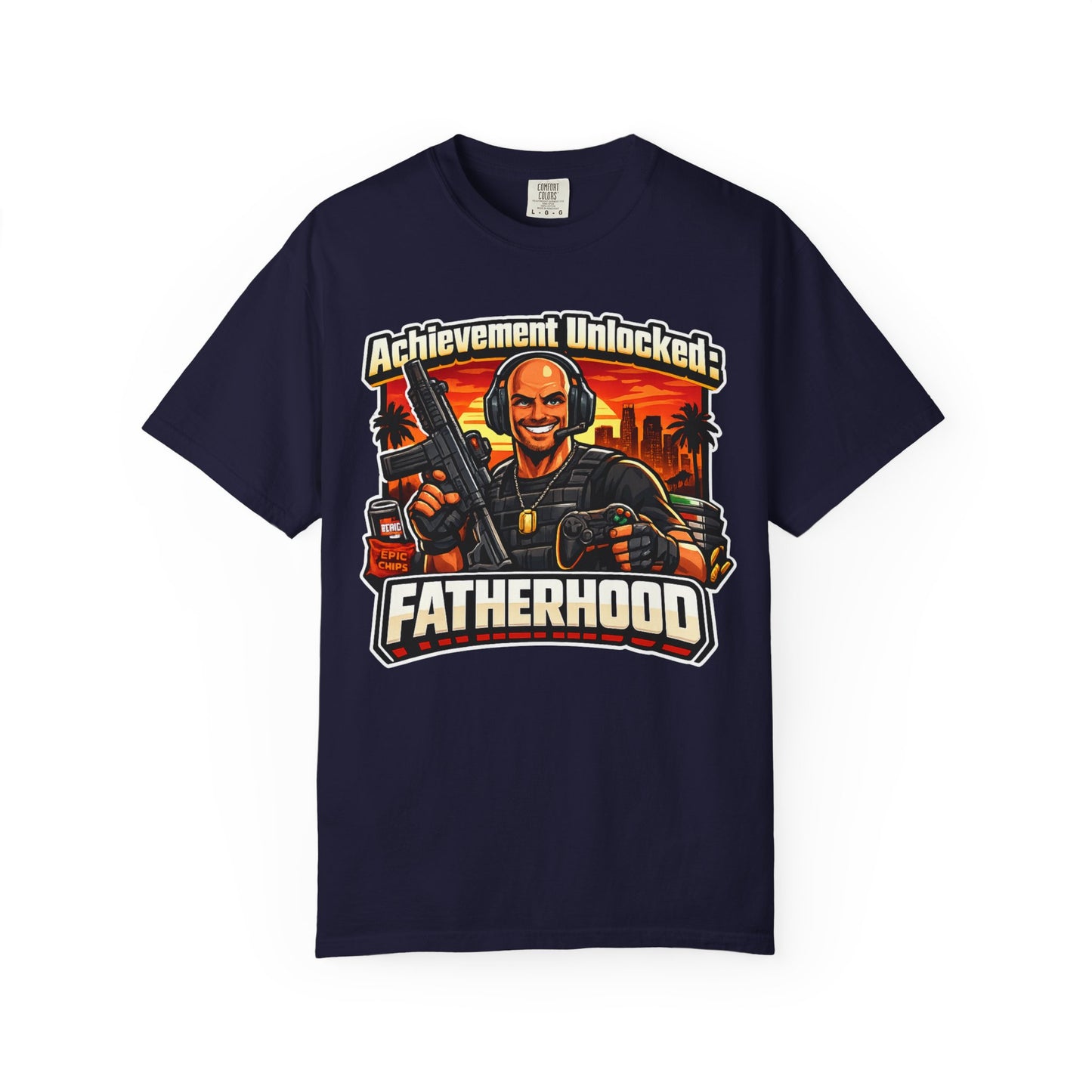 Achievement Unlocked Fatherhood Shirt | Gamer Dad T-Shirt | Funny Gaming Father Tee | FPS Gamer Dad Apparel | Retro Gaming Streetwear