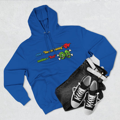 Child = “Hero in Training” Gamer Dad Hoodie | Funny Zombie Dad Gaming Hoodie | Gamer Parent Sweatshirt | Funny Family Gaming Hoodie