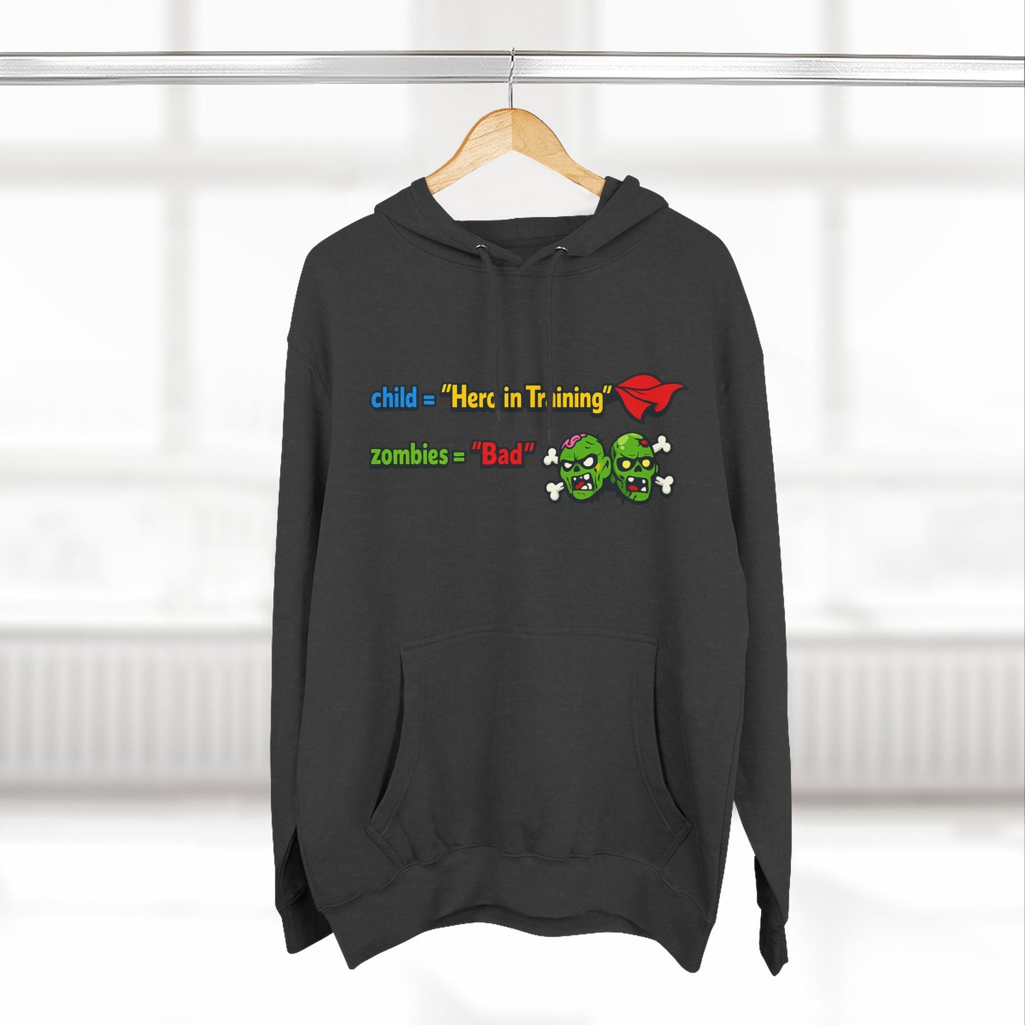 Child = “Hero in Training” Gamer Dad Hoodie | Funny Zombie Dad Gaming Hoodie | Gamer Parent Sweatshirt | Funny Family Gaming Hoodie