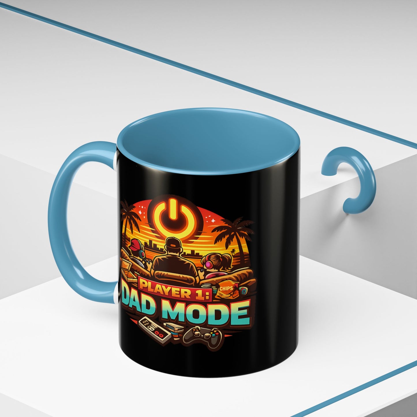 Player 1 Dad Mode Gaming Mug | Gamer Dad Coffee Mug | Retro Gaming Coffee Cup | Funny Gaming Dad Mug | Gamer Lifestyle Drinkware (11/15oz)