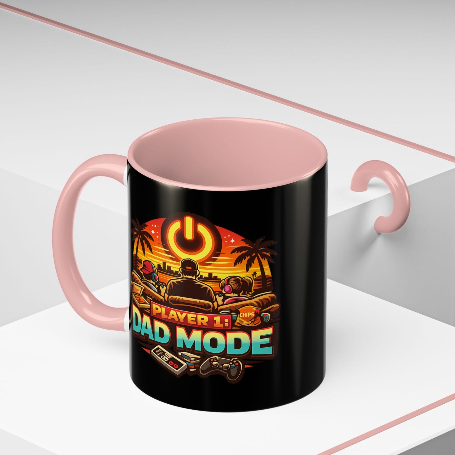 Player 1 Dad Mode Gaming Mug | Gamer Dad Coffee Mug | Retro Gaming Coffee Cup | Funny Gaming Dad Mug | Gamer Lifestyle Drinkware (11/15oz)