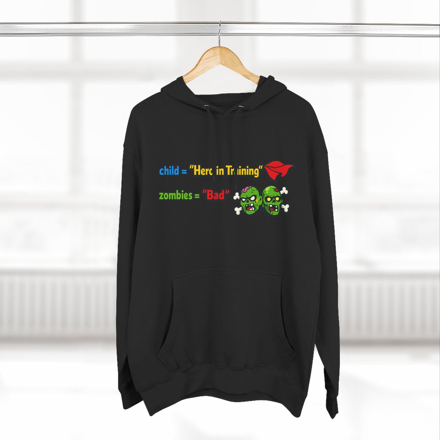 Child = “Hero in Training” Gamer Dad Hoodie | Funny Zombie Dad Gaming Hoodie | Gamer Parent Sweatshirt | Funny Family Gaming Hoodie