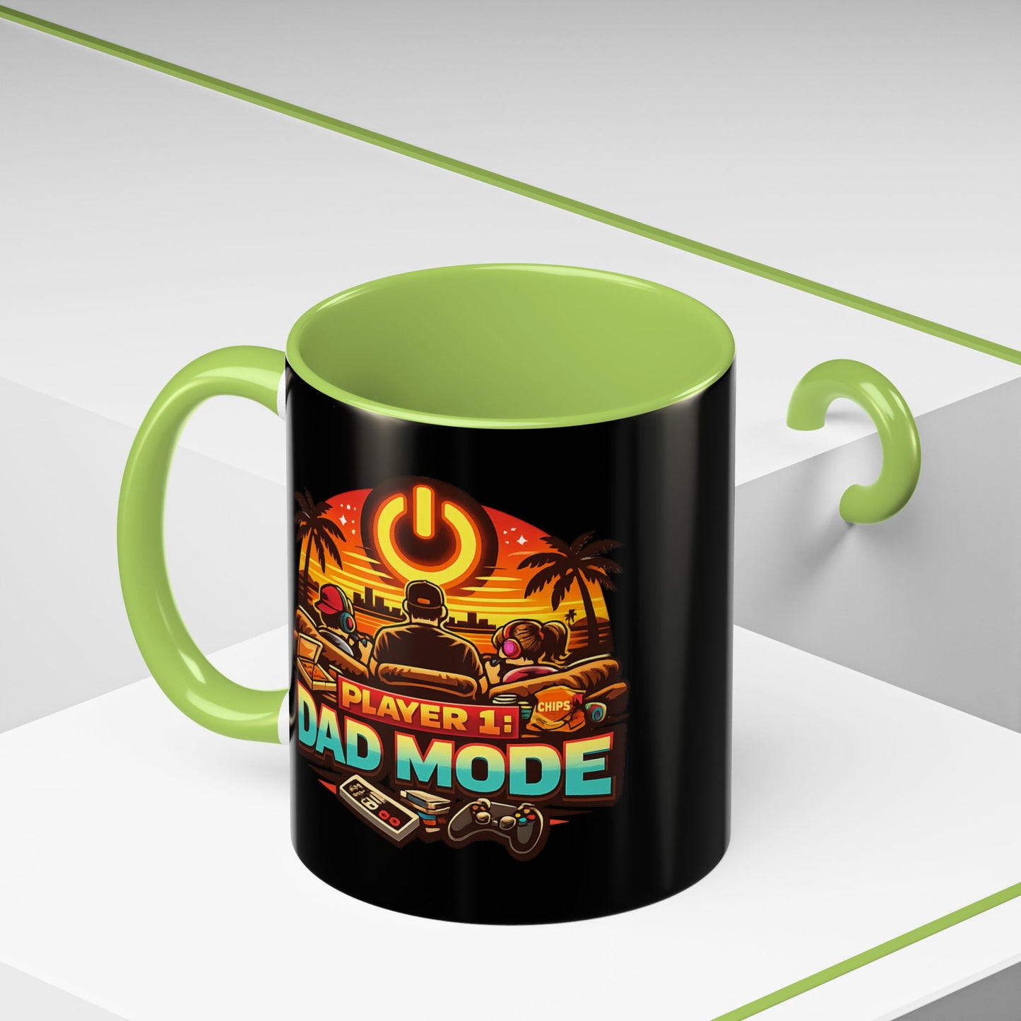 Player 1 Dad Mode Gaming Mug | Gamer Dad Coffee Mug | Retro Gaming Coffee Cup | Funny Gaming Dad Mug | Gamer Lifestyle Drinkware (11/15oz)