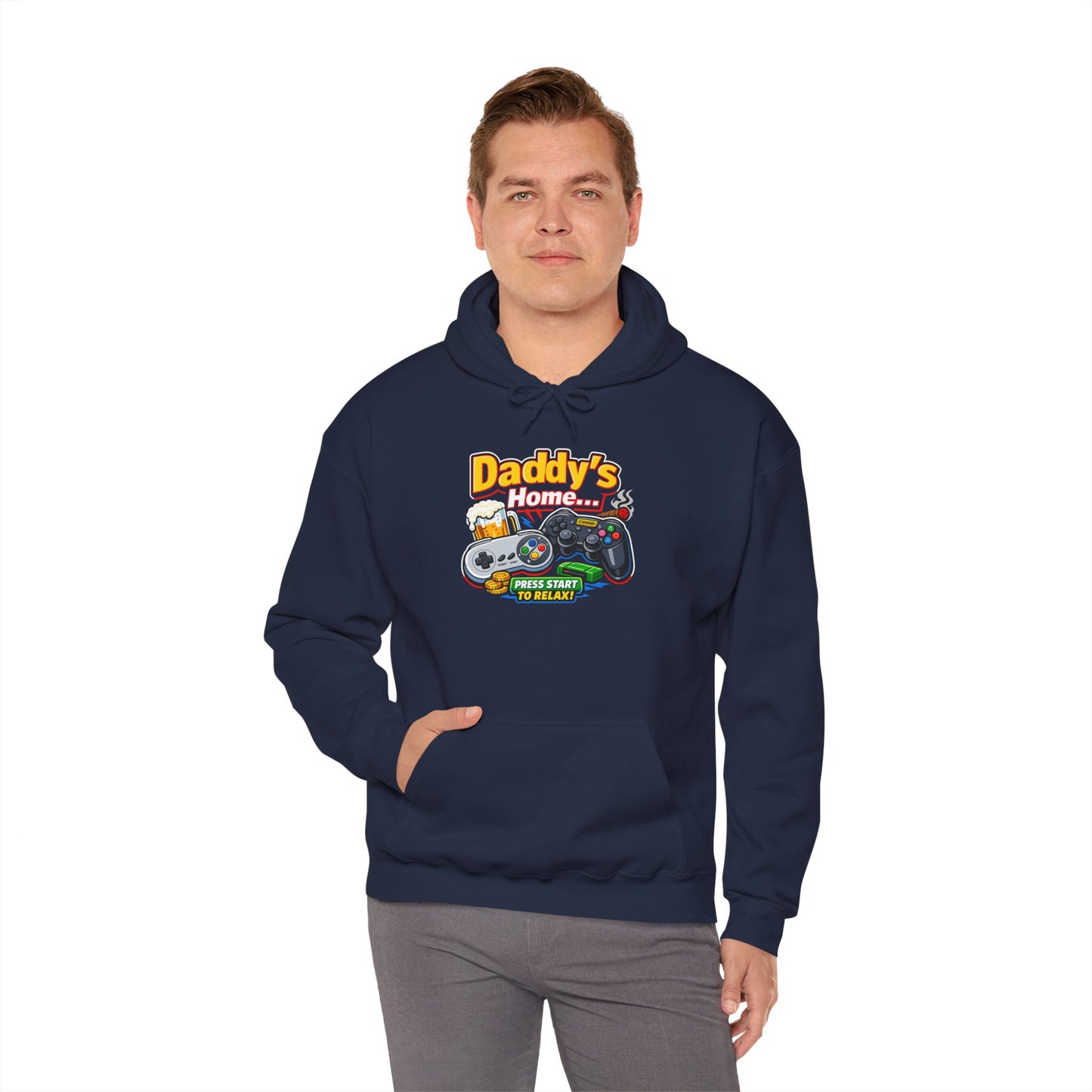 Hoodie — "Daddy's Game Room" Retro Controller Hooded Sweatshirt