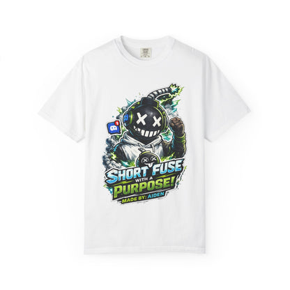 ⚡ SHORT FUSE WITH A PURPOSE ⚡ Graphic T-Shirt — Gamer Streetwear Tee "Made by Aiden"