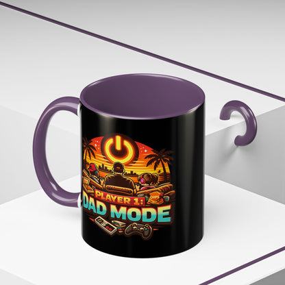 Player 1 Dad Mode Gaming Mug | Gamer Dad Coffee Mug | Retro Gaming Coffee Cup | Funny Gaming Dad Mug | Gamer Lifestyle Drinkware (11/15oz)