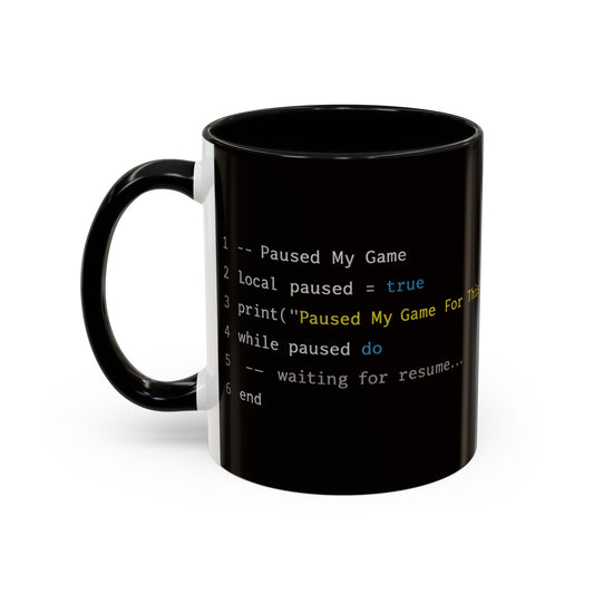 Black Accent Coffee Mug — Funny Retro Computer Code ‘Loading…’ Design