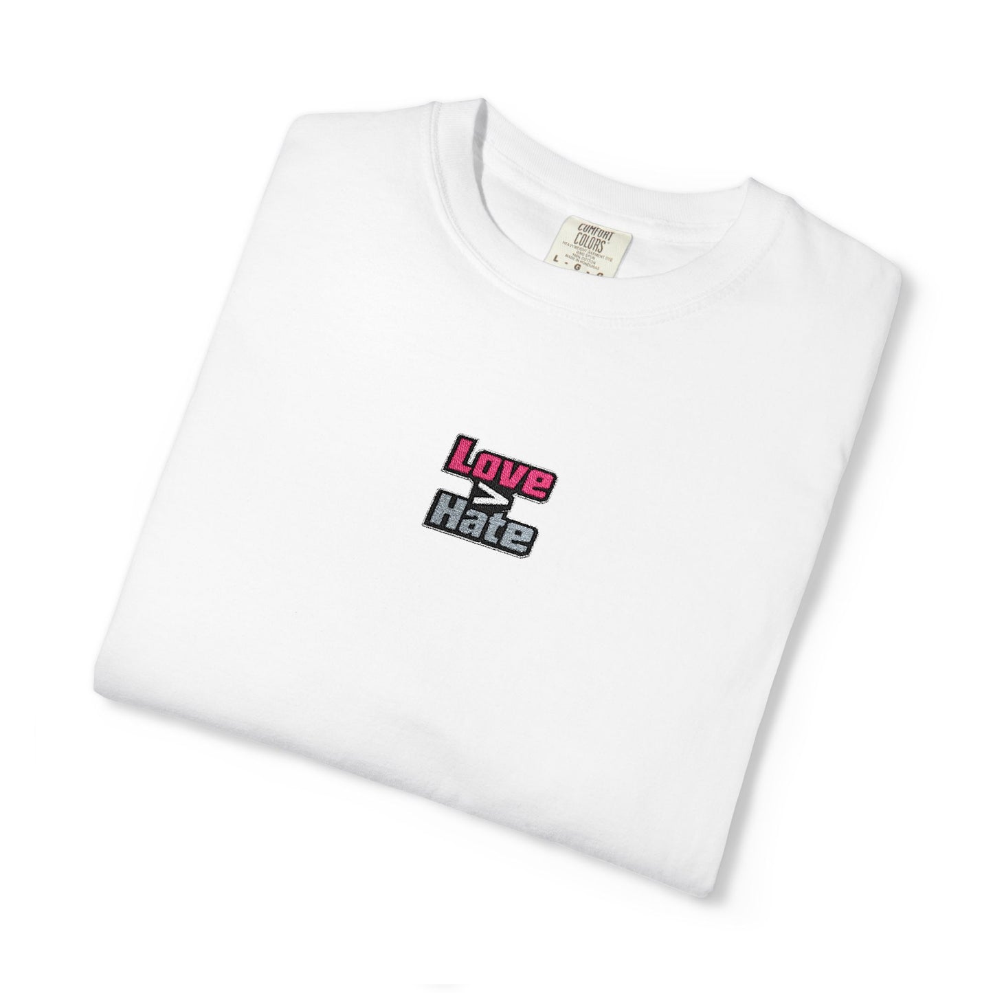 T-Shirt — 'Love Beats Hate' Mini Chest Graphic Tee