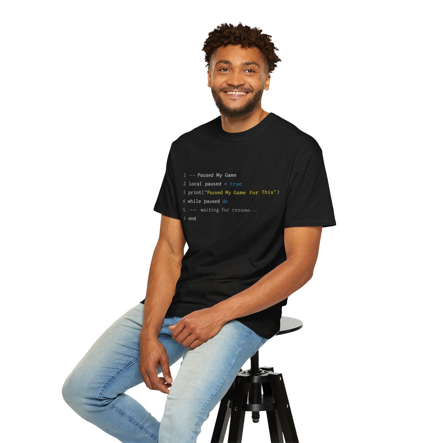 T-Shirt — "Paused My Game For This" Gamer Code Tee