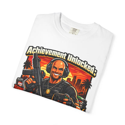 Achievement Unlocked Fatherhood Shirt | Gamer Dad T-Shirt | Funny Gaming Father Tee | FPS Gamer Dad Apparel | Retro Gaming Streetwear