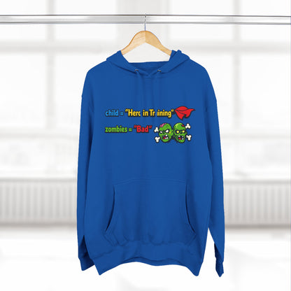 Child = “Hero in Training” Gamer Dad Hoodie | Funny Zombie Dad Gaming Hoodie | Gamer Parent Sweatshirt | Funny Family Gaming Hoodie