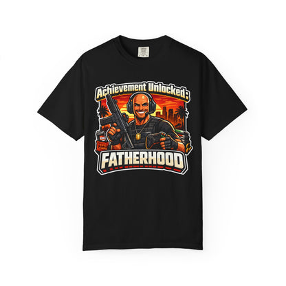 Achievement Unlocked Fatherhood Shirt | Gamer Dad T-Shirt | Funny Gaming Father Tee | FPS Gamer Dad Apparel | Retro Gaming Streetwear