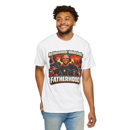 Achievement Unlocked Fatherhood Shirt | Gamer Dad T-Shirt | Funny Gaming Father Tee | FPS Gamer Dad Apparel | Retro Gaming Streetwear