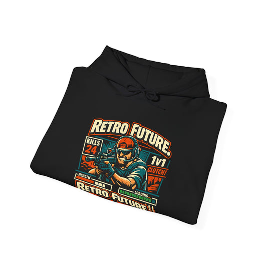 Retro Future Real Dad Hoodie | Gamer Dad FPS Hoodie | Retro Arcade Streetwear | Tactical Gaming Dad Sweatshirt | Gaming Dads Online