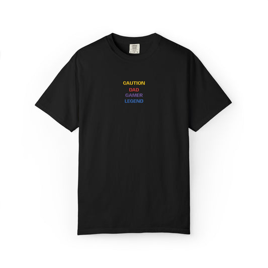 CAUTION DAD GAMER LEGEND Shirt | Retro Gamer Dad T-Shirt | Funny Gaming Father Tee | Minimalist Gaming Shirt | Gift for Gamer Dad